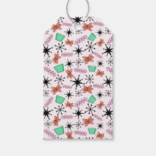 Retro Atomic Shapes Pink Orange & Green Gift Tags