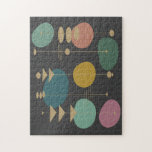 Retro Atomic Space Age Mid Century Modern Jigsaw Puzzle<br><div class="desc">A retro atomic space age design in fun colors  and a 1950s mid century modern style. Background color can be customized.</div>