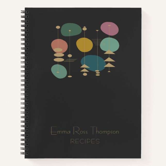 Retro Atomic Space Age Mid Century Modern Recipe Notebook (Front)