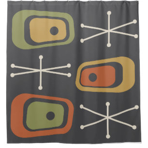 Retro Atomic Space Age Multicolored Shower Curtain