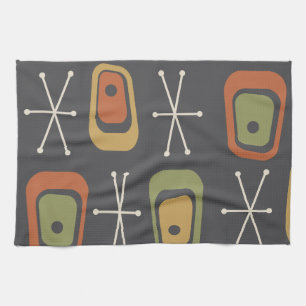 Retro Atomic Space Age Multicolored Tea Towel