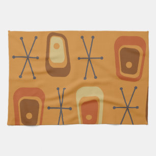 Retro Atomic Space Age Orange Tea Towel