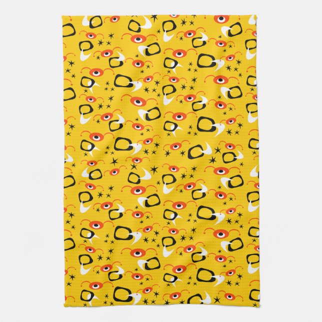 Retro Atomic Spiders Tea Towel (Vertical)