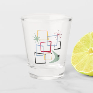 Retro Atomic Squares Stars Boomerang Mid-century Shot Glass
