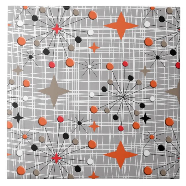 Retro Atomic Starburst Design Tile (Front)