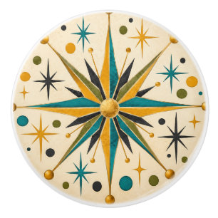 Retro Atomic Starburst Mid Century Modern Ceramic Knob