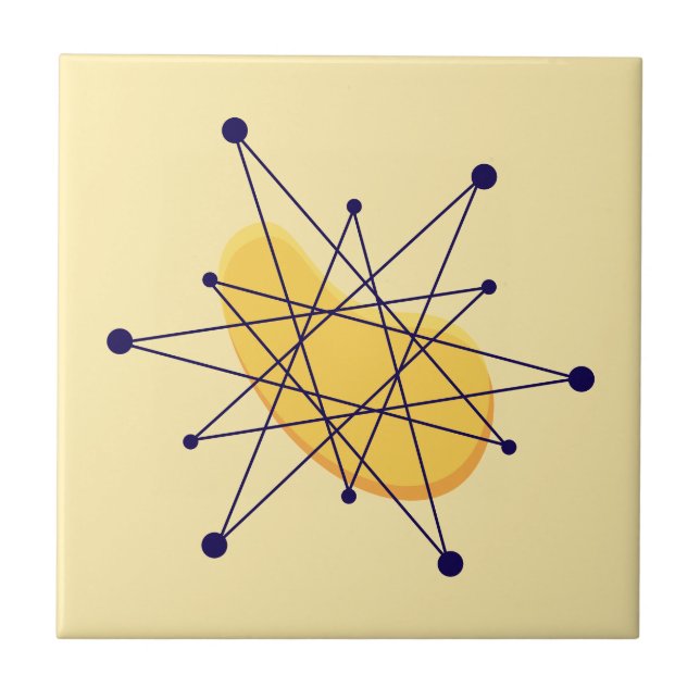 Retro Atomic Starburst Mid-Century Style Tile (Front)