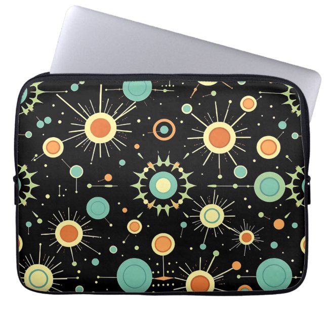 Retro Atomic Starburst Midcentury Pattern Laptop Sleeve (Front)