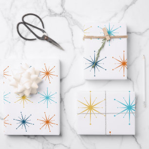 Retro Atomic Starburst Pattern Choose Your Colours Wrapping Paper Sheet