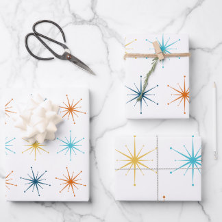 Retro Atomic Starburst Pattern Choose Your Colours Wrapping Paper Sheet