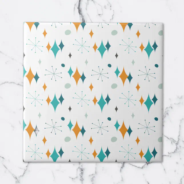 Retro Atomic Starburst Stars Pattern Tile | Zazzle