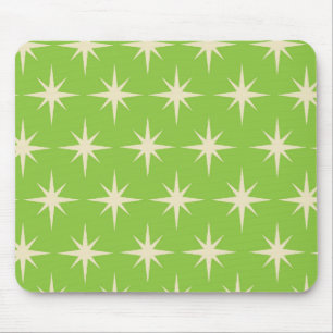 Retro Atomic stars pattern on lime green     Mouse Mat