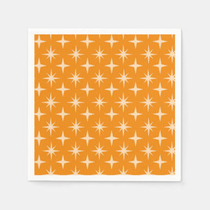 Retro Atomic Stars Pattern on Orange Napkin
