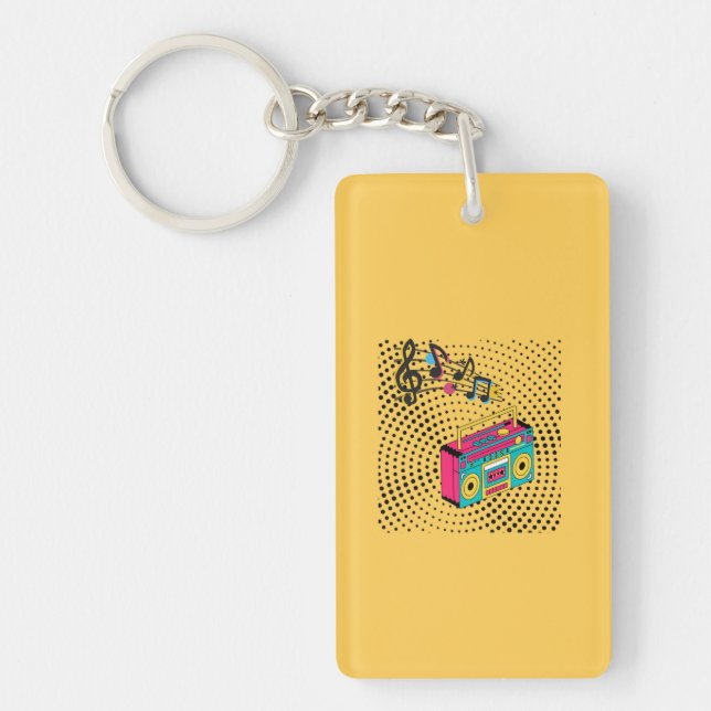 Retro audio boombox. key ring (Front)