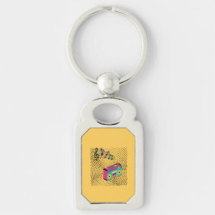 Retro audio boombox. key ring