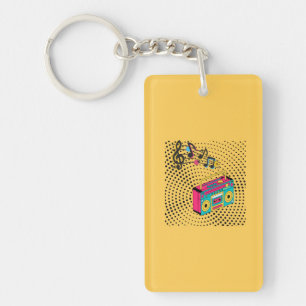 Retro audio boombox. key ring