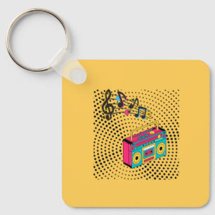 Retro audio boombox. key ring
