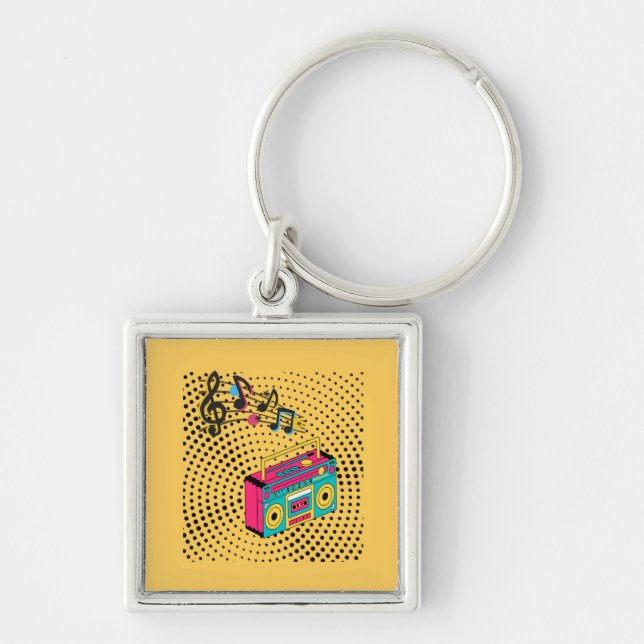 Retro audio boombox. key ring (Front)
