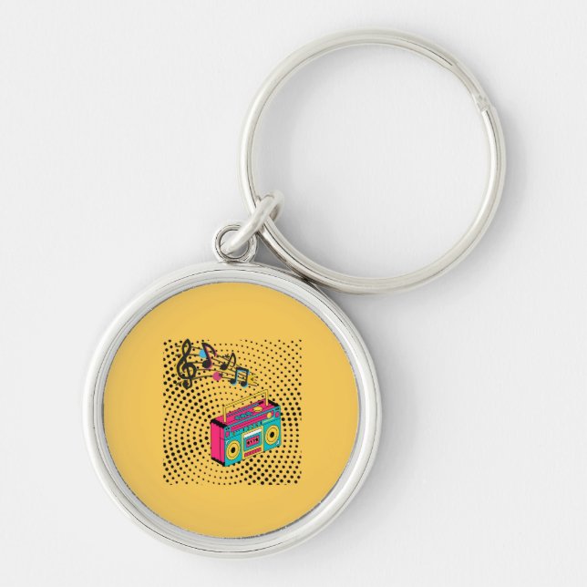 Retro audio boombox. key ring (Front)