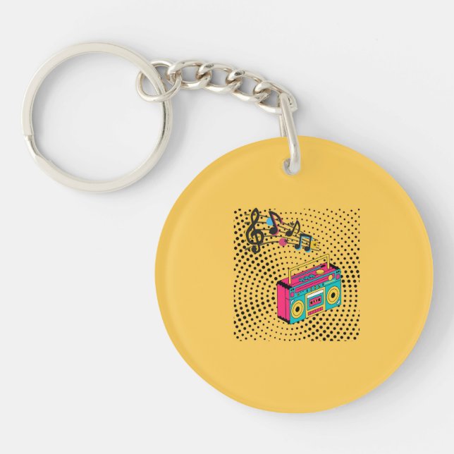 Retro audio boombox. key ring (Front)