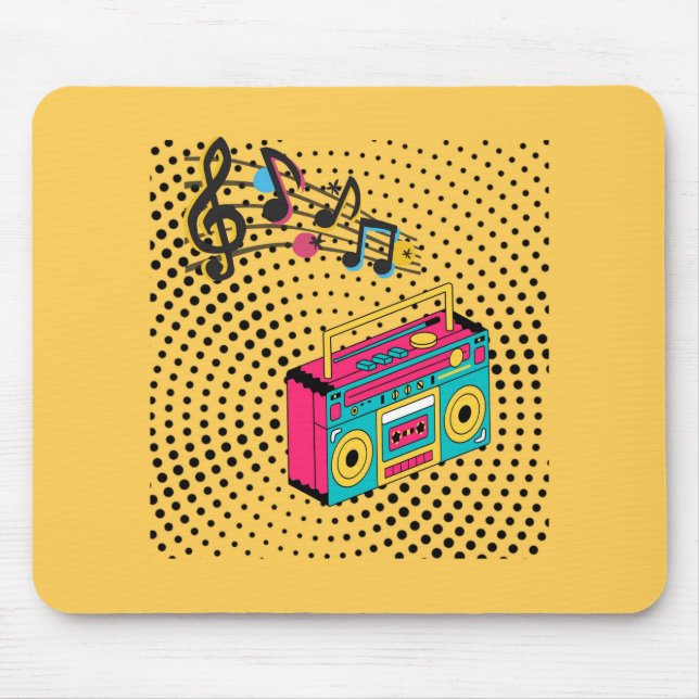 Retro audio boombox. mouse mat (Front)