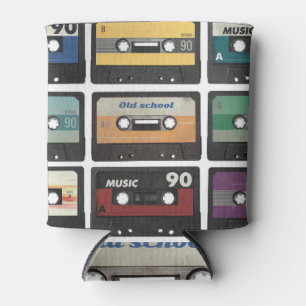 Retro audio cassette, isolated background. can cooler