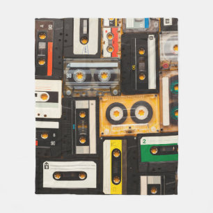 Retro audio cassette tape fleece blanket