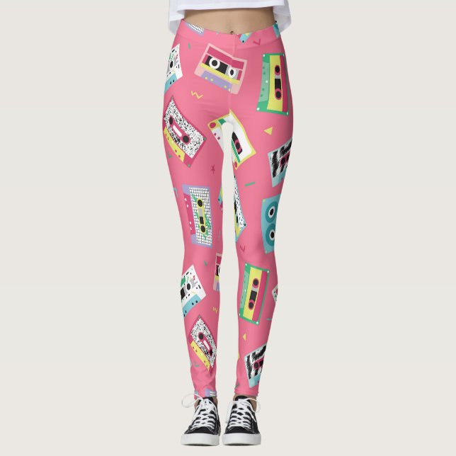 Retro Audio Tapes: 80s Style. Leggings (Front)