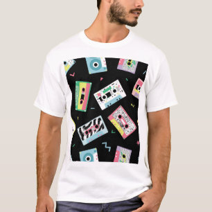 Retro audio tapes, 80s style pattern. T-Shirt