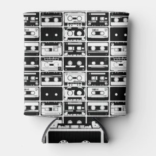 Retro audio tapes, old-fashioned pattern. can cooler