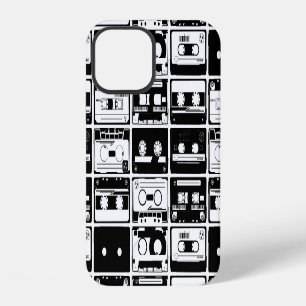 Retro audio tapes, old-fashioned pattern. iPhone 12 case