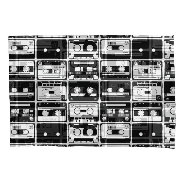 Retro audio tapes, old-fashioned pattern. pillowcase (Front)