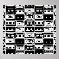 Retro audio tapes, old-fashioned pattern.