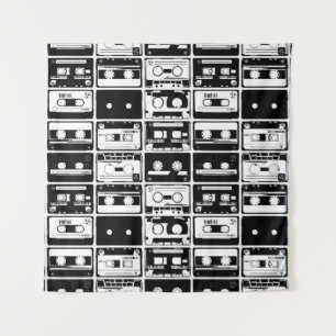 Retro audio tapes, old-fashioned pattern. tapestry