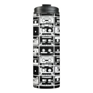 Retro audio tapes, old-fashioned pattern. thermal tumbler