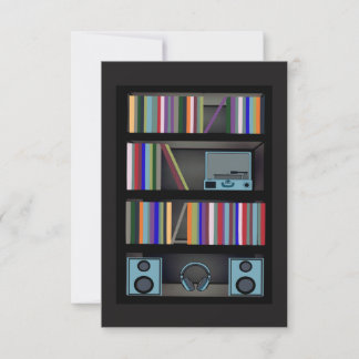 Retro Audiophile Bookshelf Pattern Thank You Card