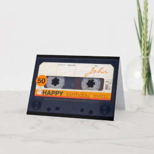 Retro Audiotape 50th birthday personalised HGC Card