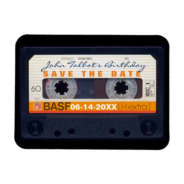 Retro Audiotape 60th birthday Save the date Magnet (Horizontal)