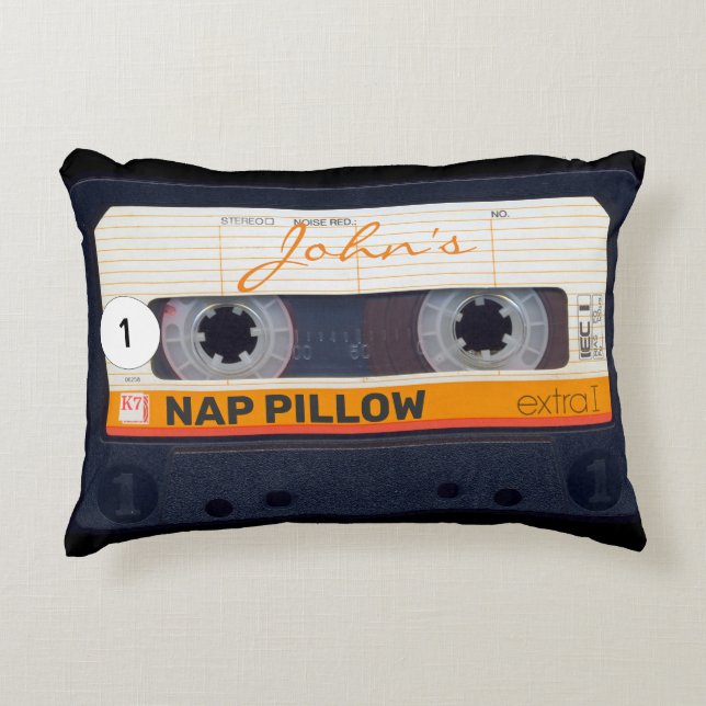 Retro Audiotape Cassette 80s personalised Accent P Decorative Cushion (Front)