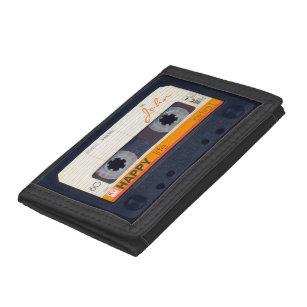 Retro Audiotape Cassette personalised W Trifold Wallet