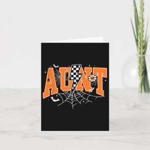 Retro Aunt Lightning Bolt Halloween Spider Web Fal Card