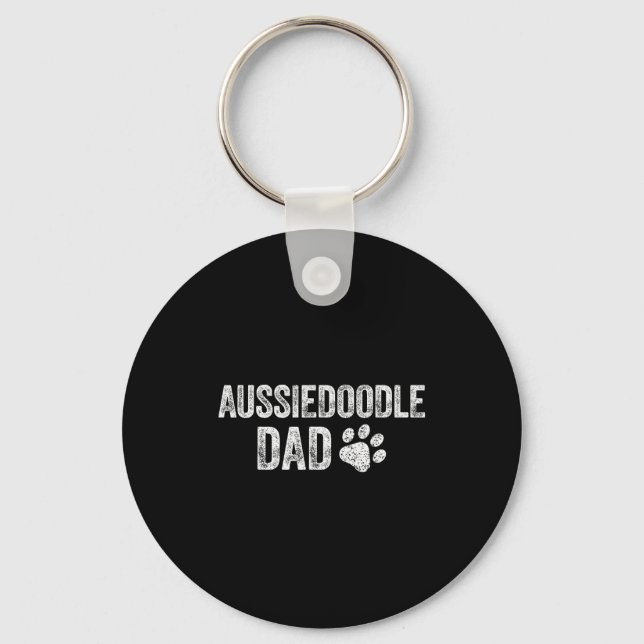Retro Aussiedoodle Dad Papa Father's Day Aussie Do Key Ring (Front)