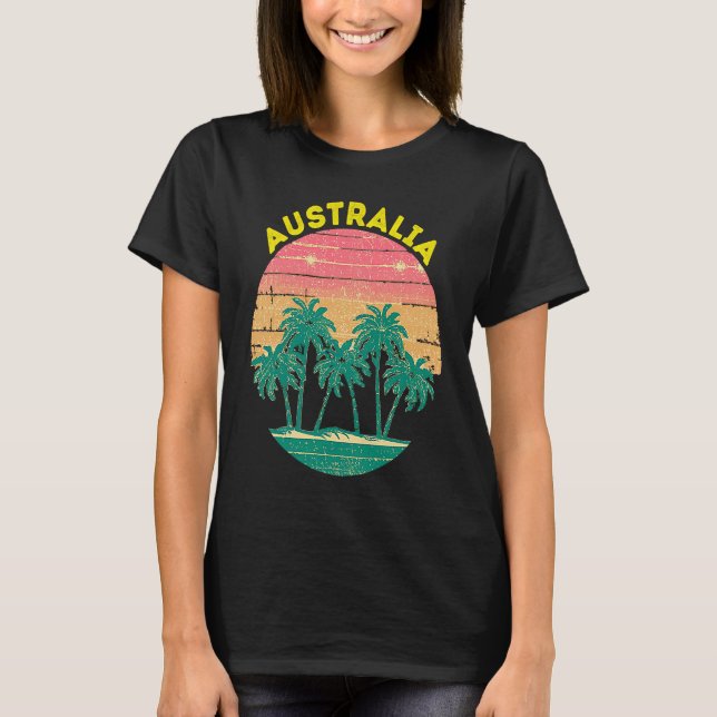 Retro Australia Vacation Souvenir Palm Tree T-Shirt (Front)