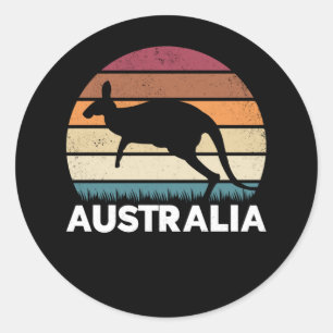 Retro Australian Animal jumping Kangaroo Classic Round Sticker