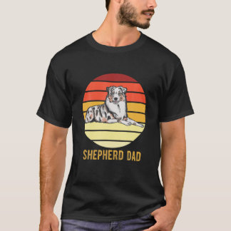 Retro Australian Dog Shepherd Dad Dog Father T-Shirt