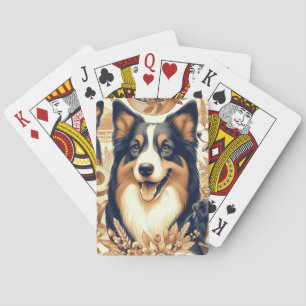 Retro Australian Shepherd Illustration Playing Cards