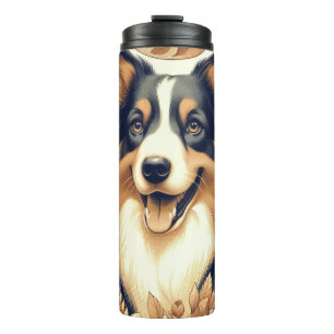 Retro Australian Shepherd Illustration Thermal Tumbler