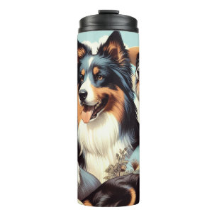 Retro Australian Shepherd Seamless Painting Thermal Tumbler