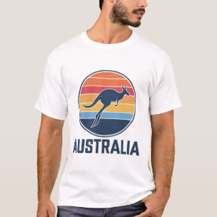Retro Australian Sunset Animal jumping Kangaroo T-Shirt