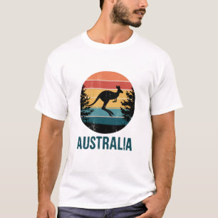 Retro Australian Sunset Animal jumping Kangaroo T-Shirt